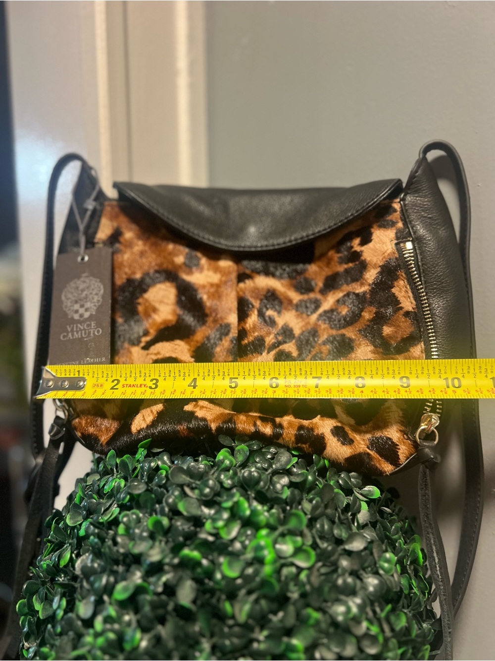 Vince Camuto Leopard Print Crossbody with Black Trim - Picture 8 of 16